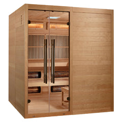 Golden Designs 2025 Toledo 6-Person Hybrid Near Zero EMF Infrared and Steam Sauna