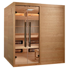 Golden Designs 2025 Toledo 6-Person Hybrid Near Zero EMF Infrared and Steam Sauna